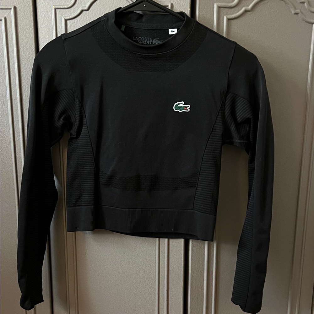 Lacoste Women's Black Sweatshirt with Green Logo